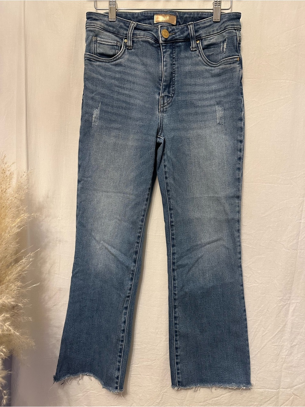 KUT From The Kloth Kelsey Fab Ab Ankle Flare Jeans Size 4 High Rise Raw Hem